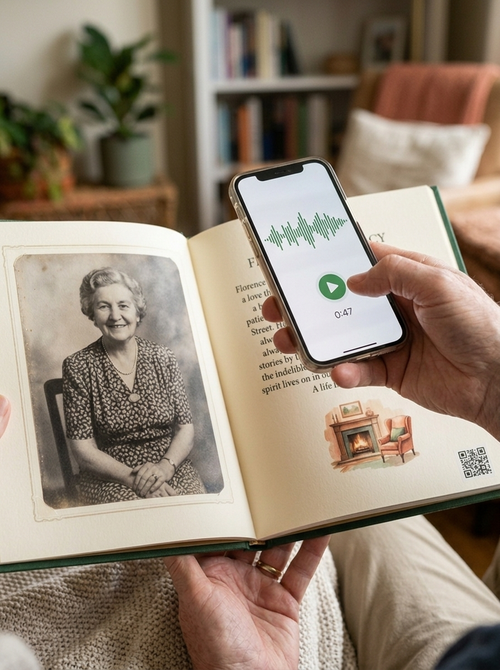 Scan any page — hear their real voice tell that story
